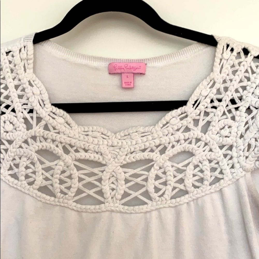 Lilly Pulitzer white cap sleeve knit top Large